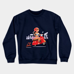 Vespa Girl in St Tropez Crewneck Sweatshirt